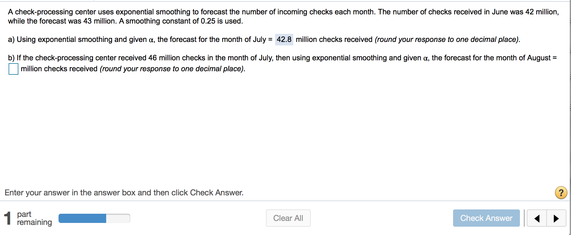 A check-processing center uses exponential