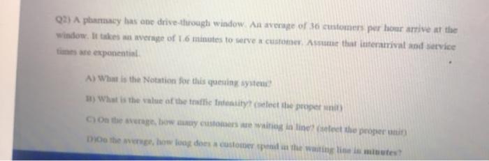 Subject :Operation Research 2) A pharmacy has one