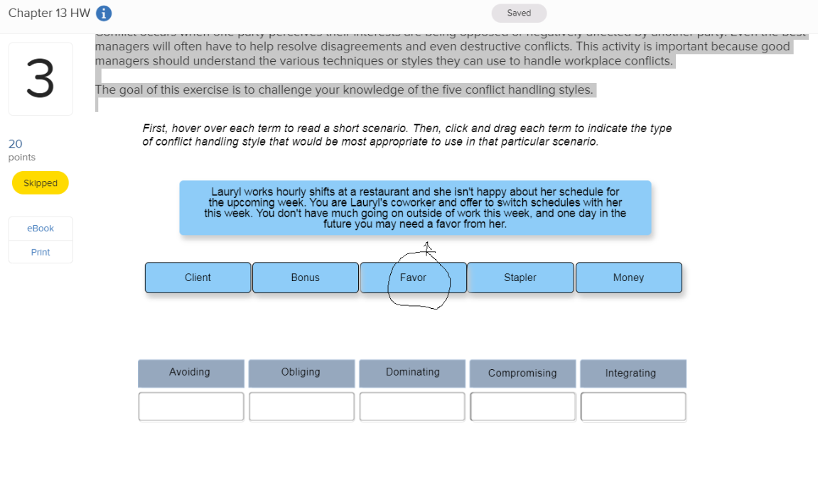 Five Conflict Handling Styles Chapter 13 HW A