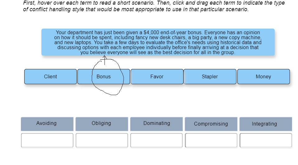 Five Conflict Handling Styles Chapter 13 HW A