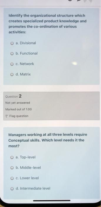Identify the organizational structure which