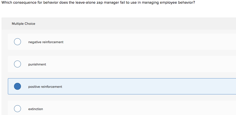 Which consequence for behavior does the