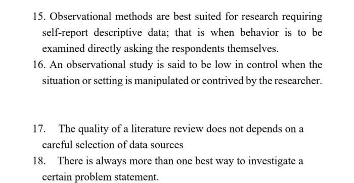 business research method FAST ANSWER" TRUE OR