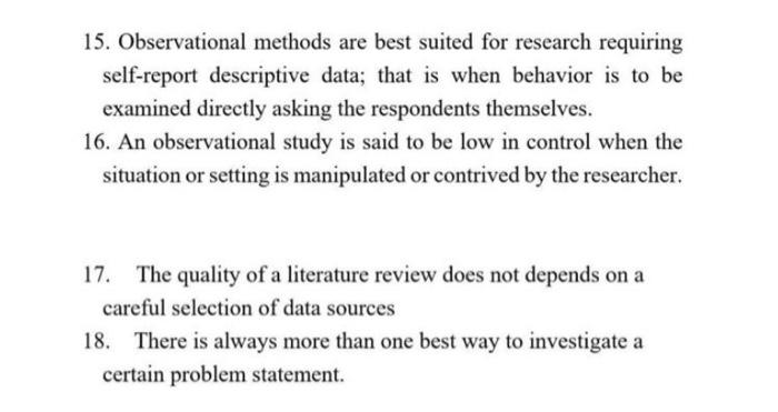 business research method FAST ANSWER" TRUE OR