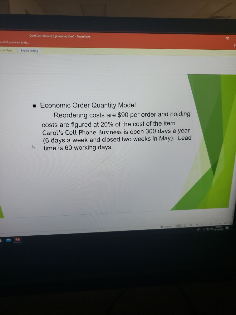 Example: Carol's Cell Phone Business Economic