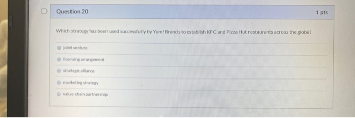 Question 20 1 pts Which strategy has been used