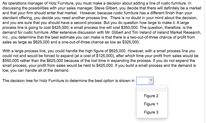 As operations manager of Holz Furniture, you must