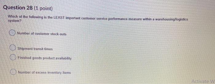 Question 28 (1 point) Which of the following is