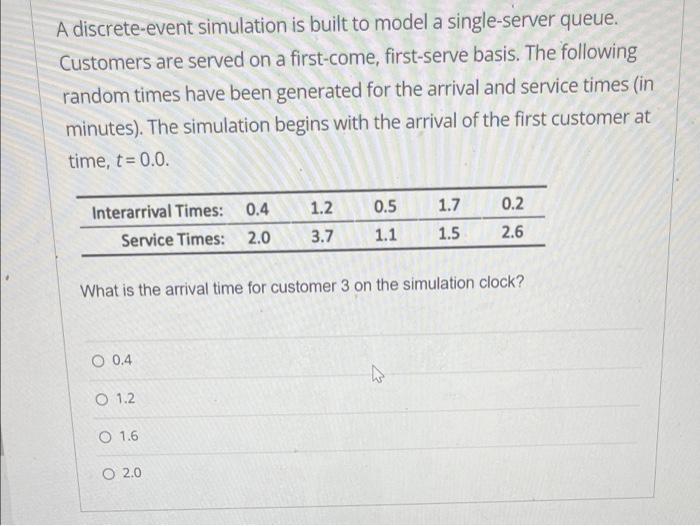 A discrete event simulation is built to model a