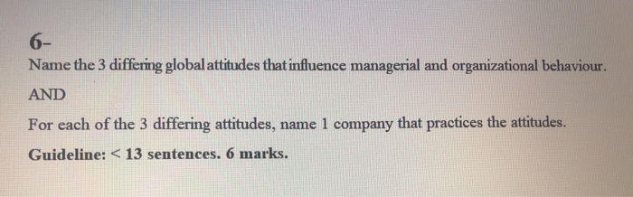 name 1 specific 6- Name the 3 differing global