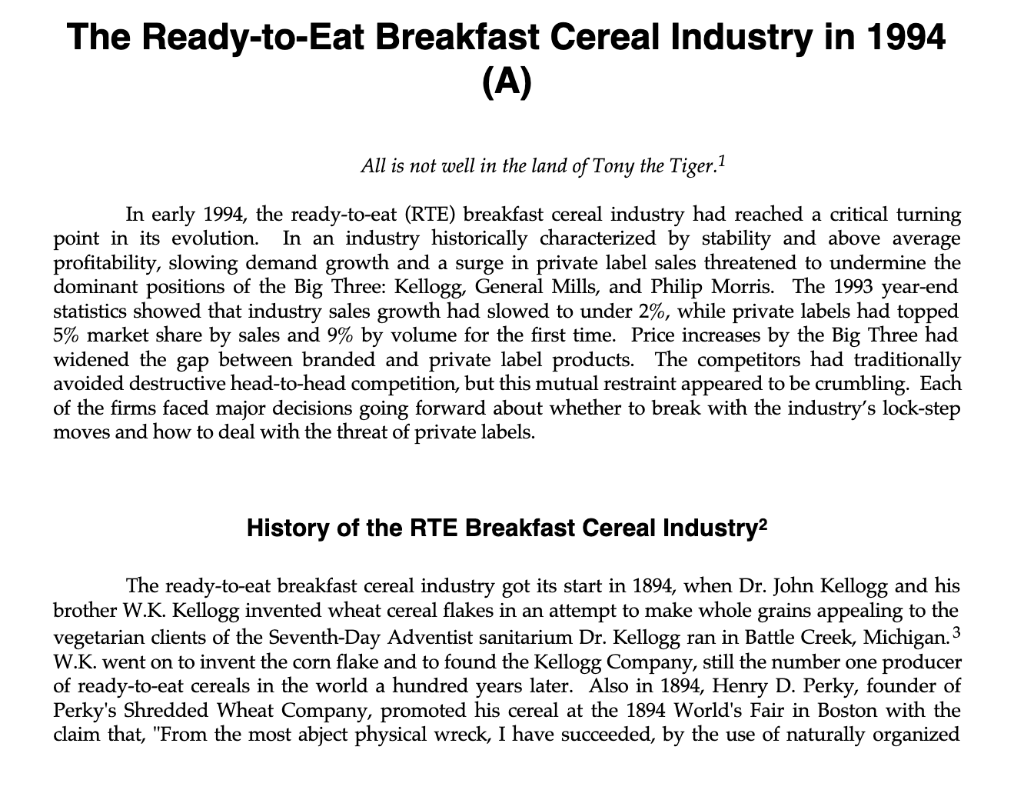 Do a 5-Forces analysis of the Ready-to-Eat Cereal
