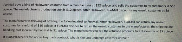 FunMall buys a kind of Halloween costume from a