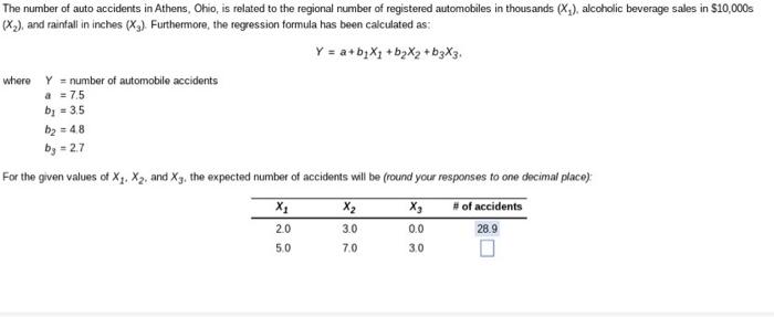 The number of auto accidents in Athens, Ohio, is