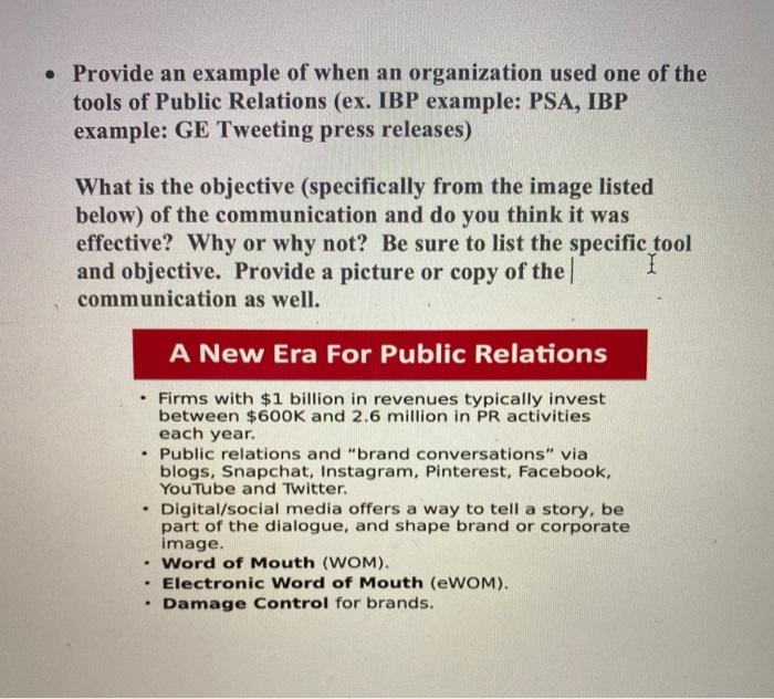 "advertising" Provide an example of when an