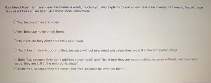 Your friend Tony has many ideas. Five times a