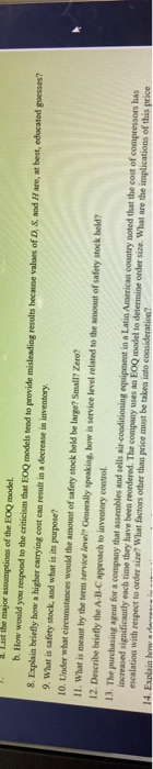 7-13 please Last the major assumptions of the LOQ