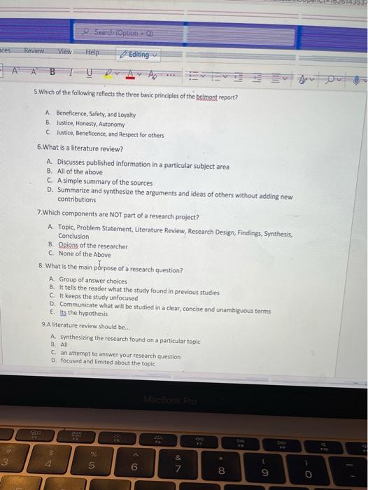 Search (Option Review View Help Editing 5. Which