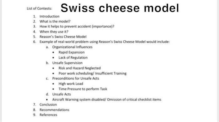 Swiss cheese model Swiss cheese model List of