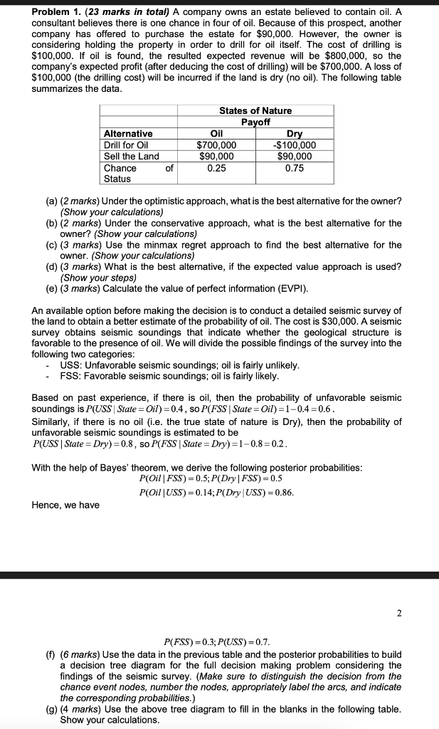 ****ONLY PART (F and G) PLEASE AND THANK YOU ****