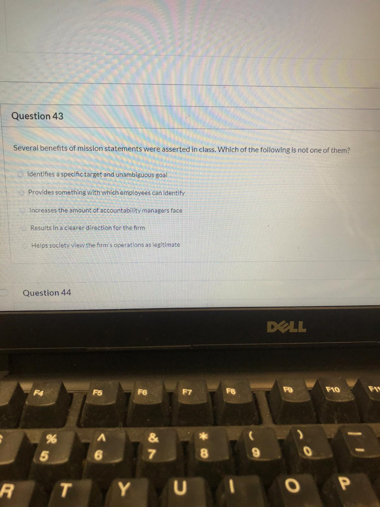 Question 43 Several benefits of mission