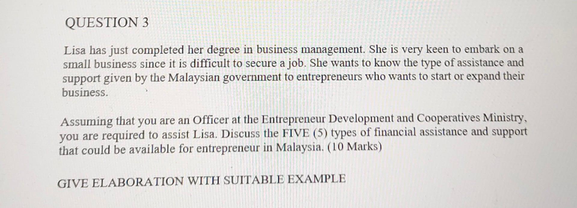 Lisa has just completed her degree in business