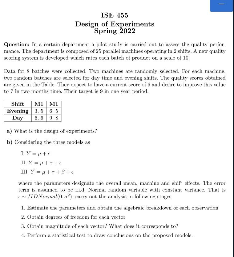 ISE 455 Design of Experiments Spring 2022