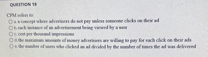 CPM refers to : aa concept where advertisers do