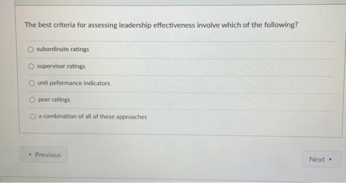 The best criteria for assessing leadership