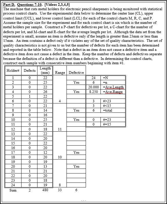 1 0 0 =n 0 0 Part D. Questions 7-10. [Videos