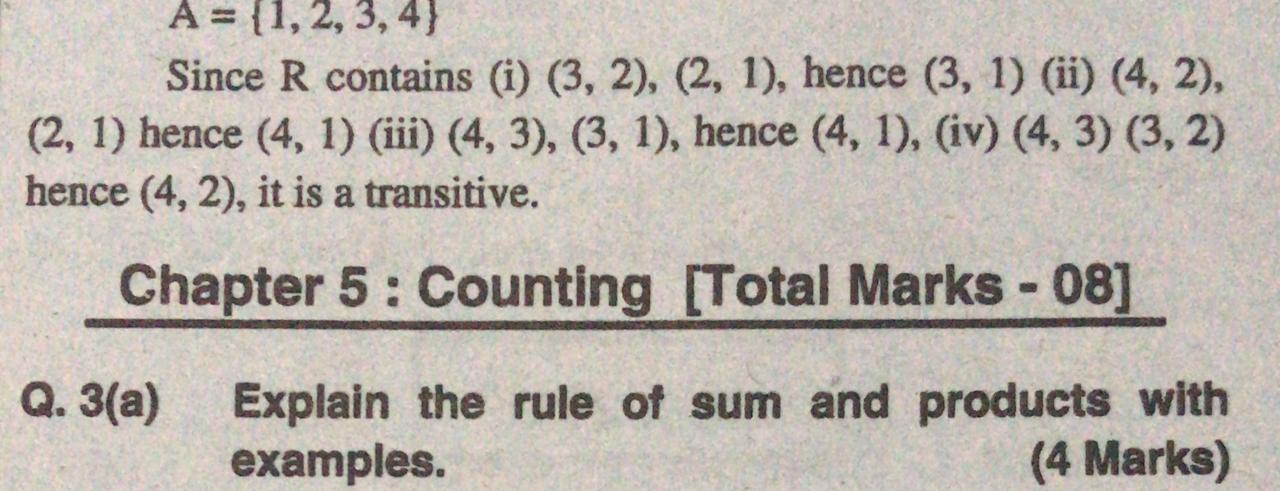 A= {1, 2, 3, 4} Since R contains (i) (3, 2), (2,
