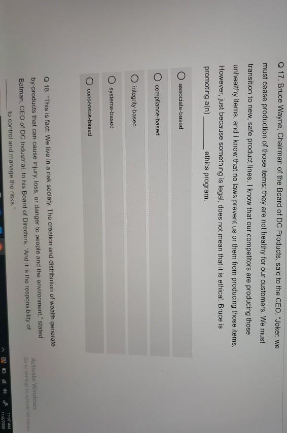 17 and 18 Q 17. Bruce Wayne, Chairman of the