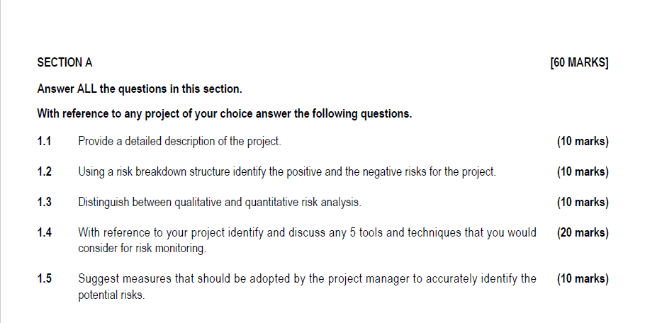 SECTION A [60 MARKS] Answer ALL the questions in
