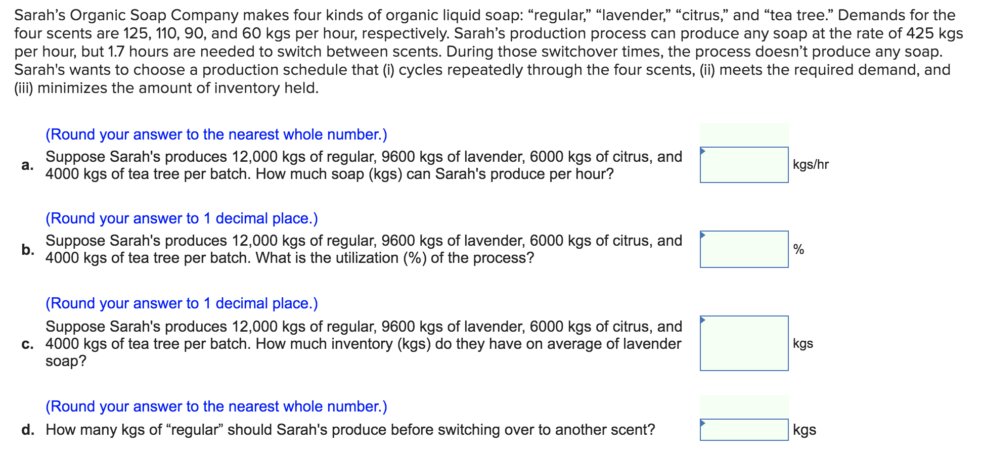 Sarahs Organic Soap Company makes four kinds of