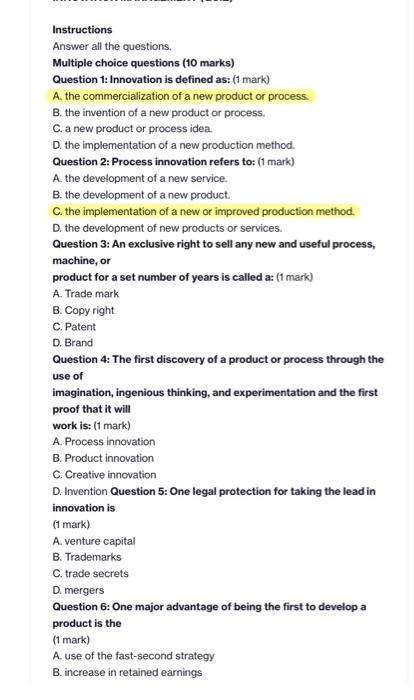 please answer all questions including long