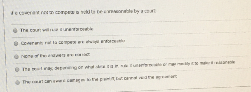 If a covenant not to compete is held to be