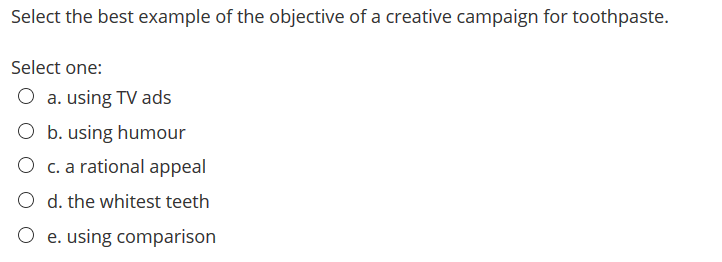 Select the best example of the objective of a