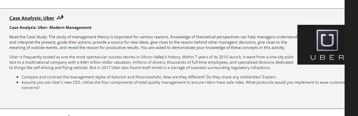 Case Analysis: Uber At Case Analysis: Uber: