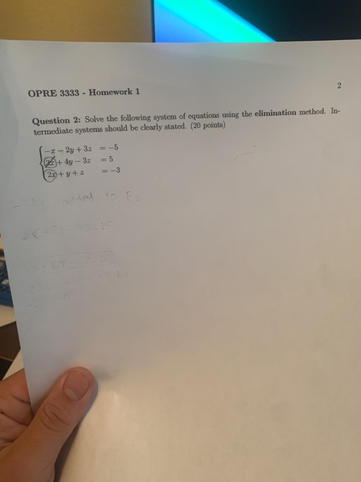 2 OPRE 3333 - Homework 1 Question 2: Solve the