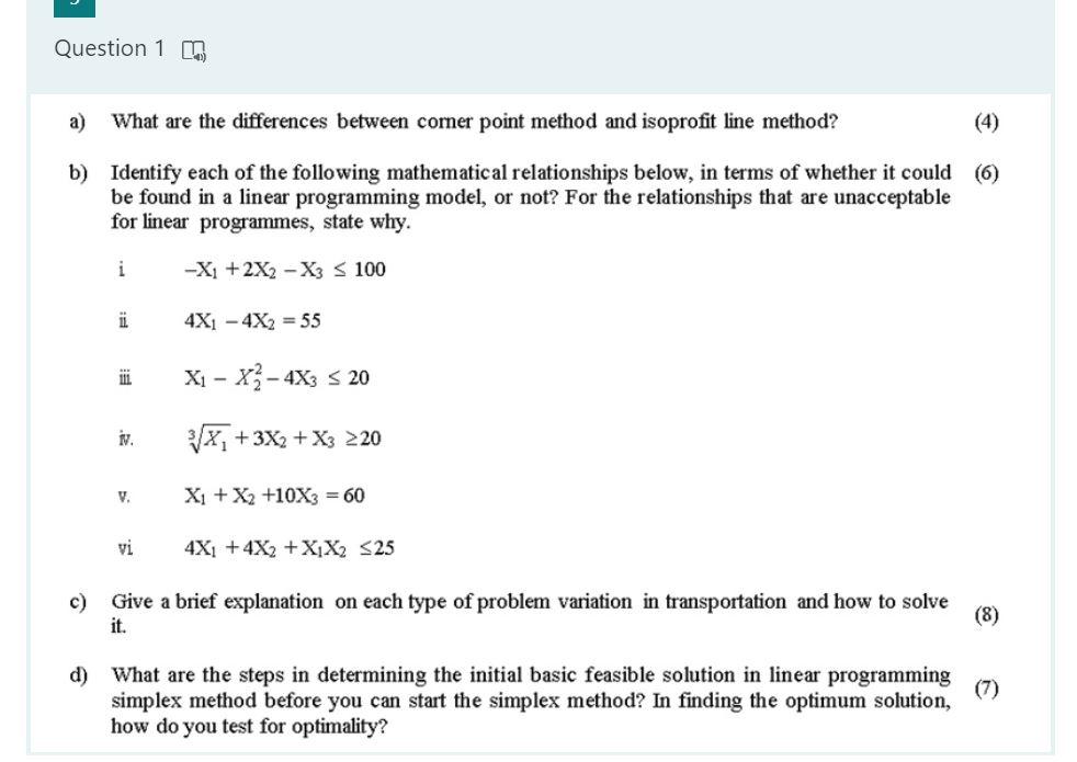 PROJECT & OPERATIONS MANAGEMENT QUESTION Question