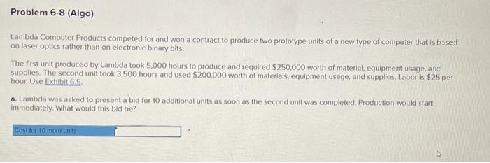 Problem 6-8 (Algo) Lambda Computer Products