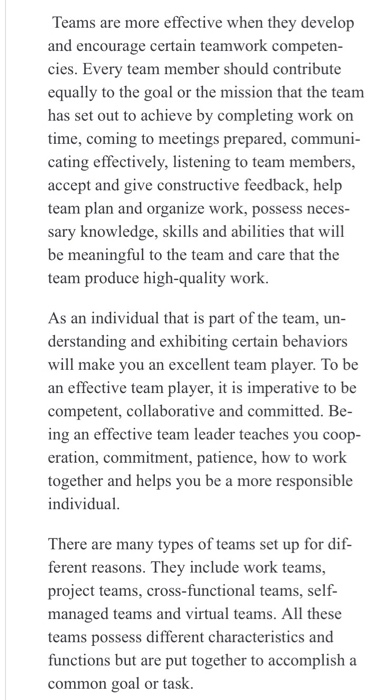 ansewr to this post respond A team is a small