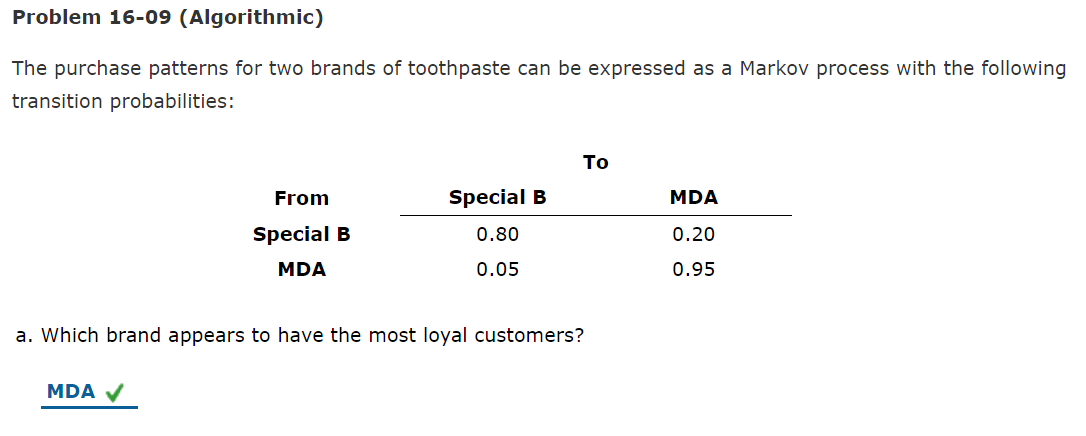 Problem 16-09 (Algorithmic) The purchase patterns