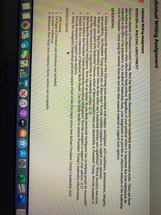 QUEstion number 3 dividual Writing Assignment