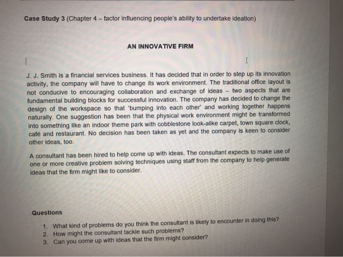 Case Study 3 (Chapter 4 - factor influencing