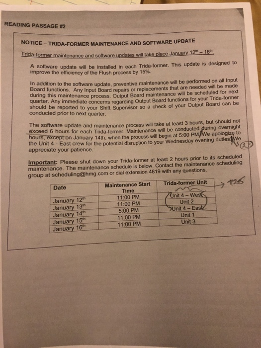 READING PASSAGE #2 NOTICE - TRIDA-FORMER