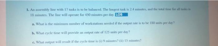1. An assembly line with 17 tanks is to be