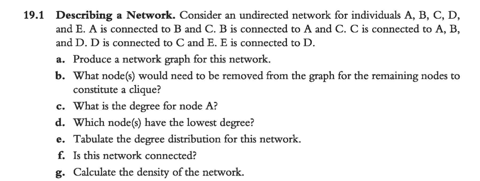 3 19.1 Describing a Network. Consider an