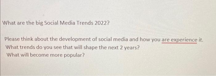 Marketing question What are the big Social Media