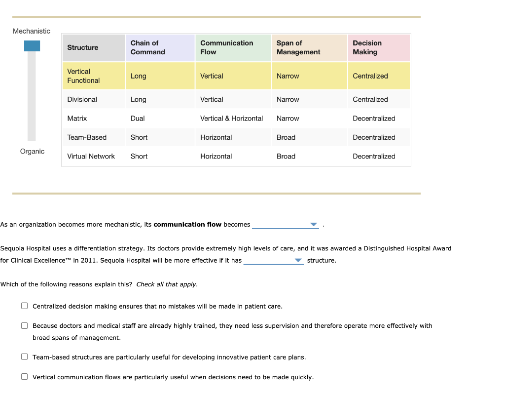 In a _________________ organization, the chain of