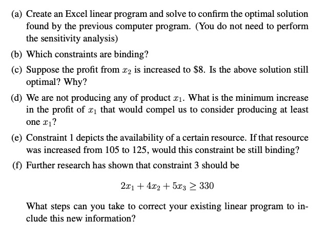 3. [30%] Consider the following linear program
